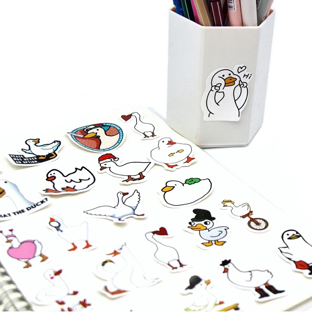 Kawaii Call Duck Stickers 10/50/100pcs | Cute Cartoon Decals for Kids DIY Laptop Scrapbo detail view