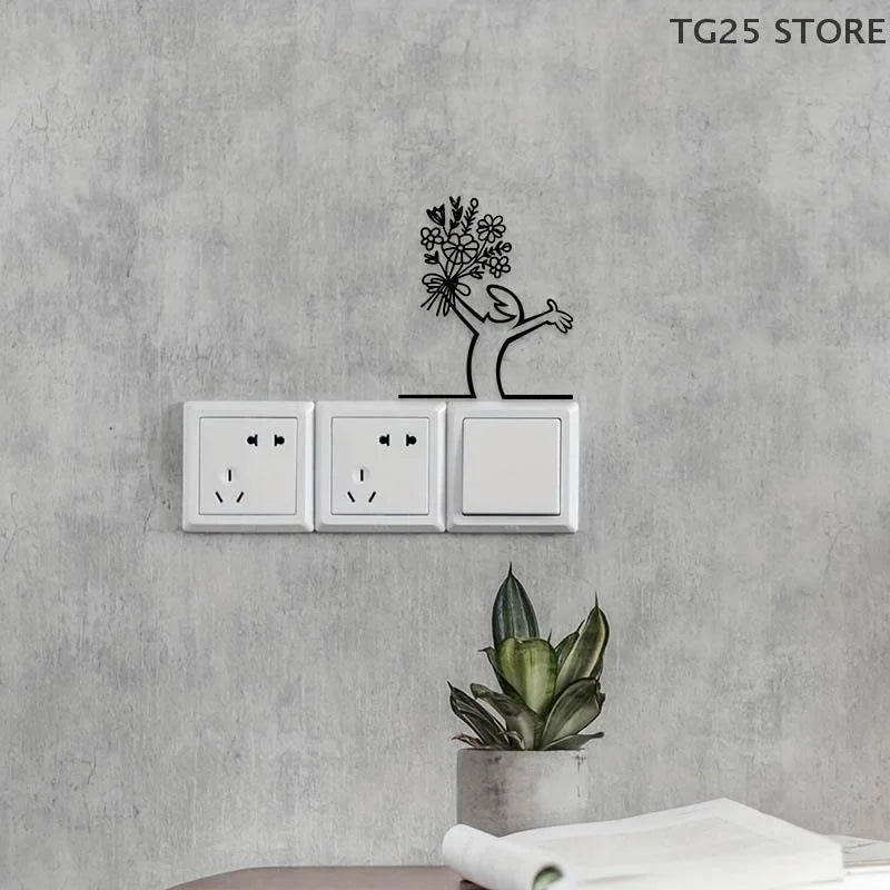 Line Figure Metal Poster for Living Room | Modern Switch Sticker Wall Art detail view