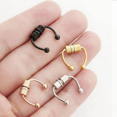 1/4Pcs Women Fake Piercing Nose Ring Hoop Septum Piercing Nose Clip Rock HipHoop Stainle detail view