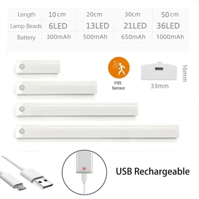 PIR Motion Sensor Rechargeable LED Night Light | Dimmable Magnetic Lamp for Closet additional angle