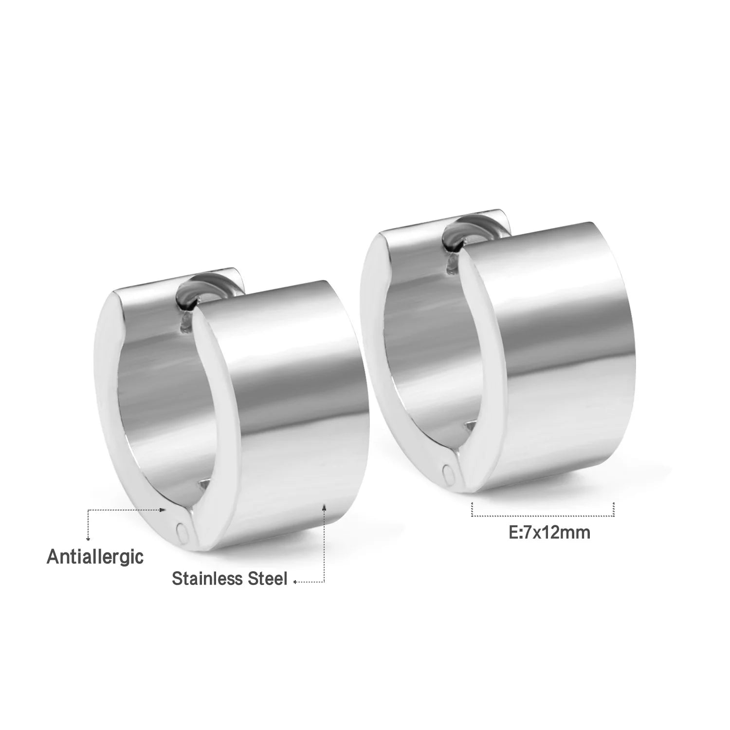 Solid Smooth Hoop Earrings Rosegold Black Stainless Steel Simple Round Ear Clips | Un alternate view