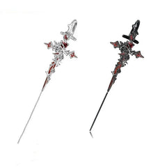 1PCS Retro Dark Gothic Punk Rose Cross Thorn Earring Unisex Piercing Ear Needle Earstuds Eardrop Jew