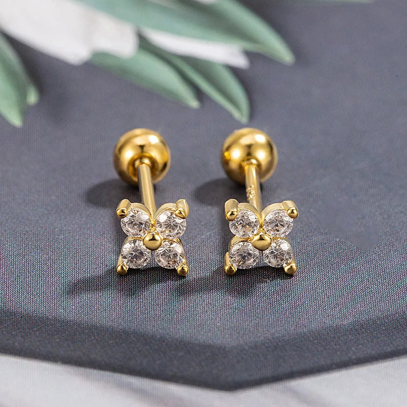 Heart Stud Earrings for Women | Hypoallergenic Screw Back Piercing Jewelry lifestyle view