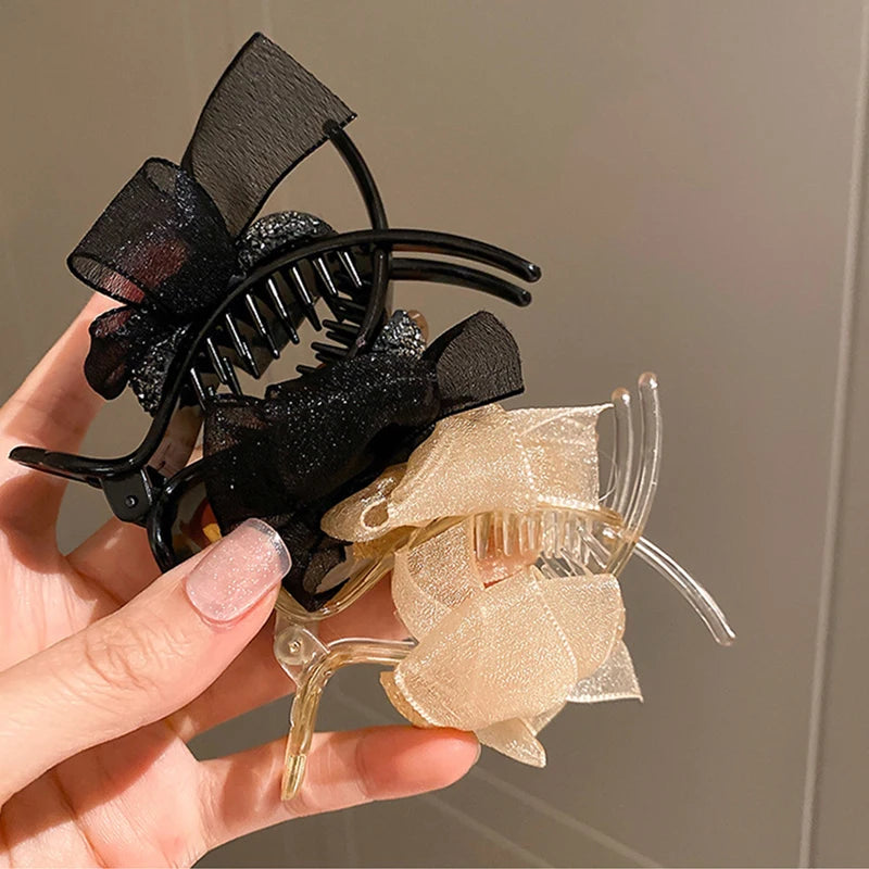 New Korean INS Style Premium Sense Of Ponytail Hair Clips Bow Grab Clip Female High Pill Head Artifacts Clip Headdress Hair Card