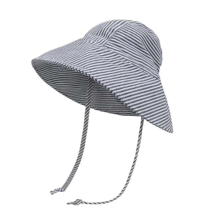 Big Brim Baby Sun Hat | Cotton Linen Kids Bucket Hat for Girls Boys additional angle