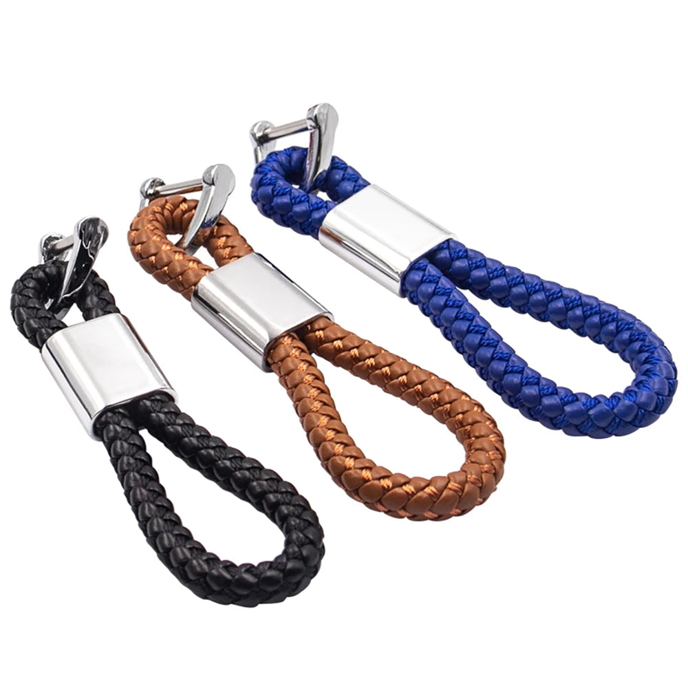 Handwoven Leather Car Keychain | Retro Horseshoe Buckle Key Ring
