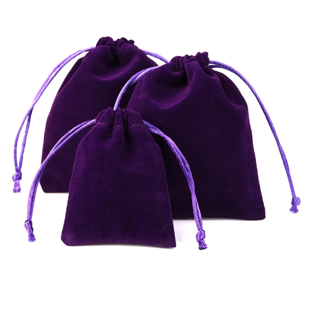10pcs Drawstring Velvet Jewelry Gift Bags | Soft Plush Multi-Color Pouches for Wedding close-up view