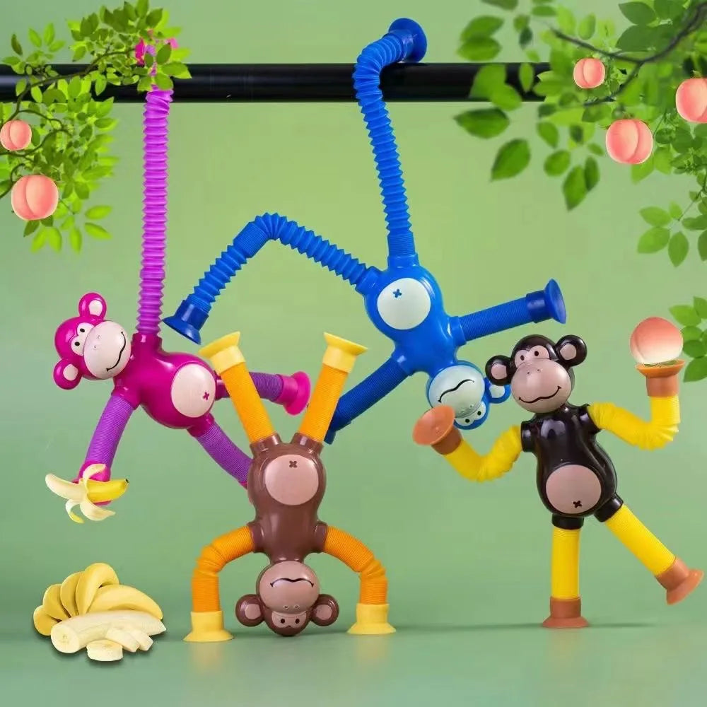 Suction Cup Monkey Pop Tubes Fidget Toy | Stress Relief Sensory Toy for Kids and Adults detail view