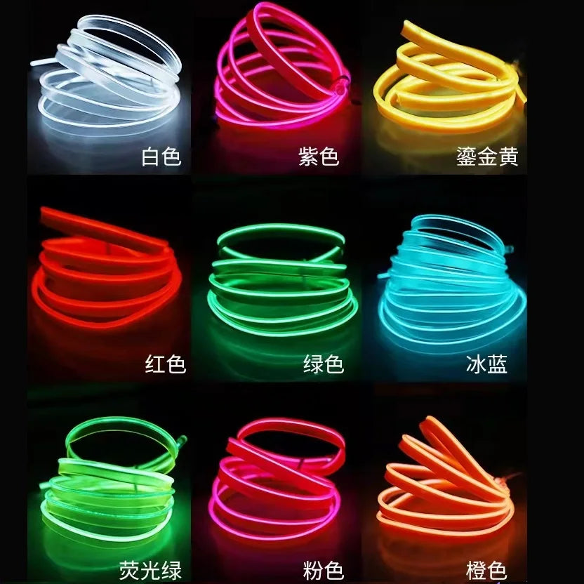 10m/3m/5m Neon LED Car Interior Lighting Strips Auto LED Strip Garland EL Wire Rope Car Decoration lamp Flexible Tube 12V