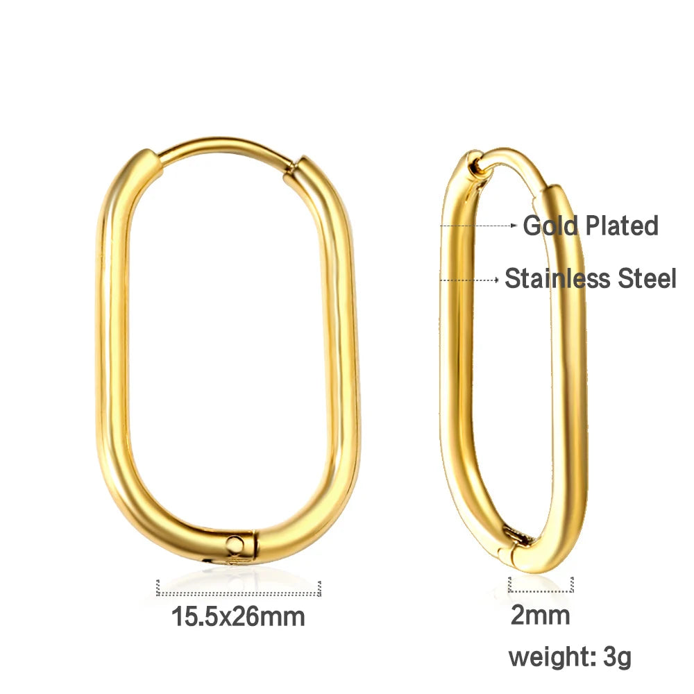 LUXUSTEEL U-Shaped and Geometric Hoop Earrings | Anti-Allergy Stainless Steel Earrings close-up view