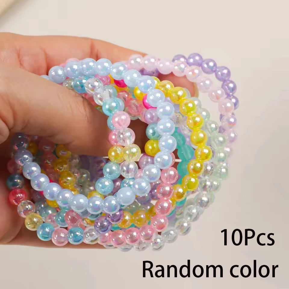 10Pcs Candy Color Beads Bracelet For Kids Girl Birthday Party Favors Baby Shower Guest close-up view