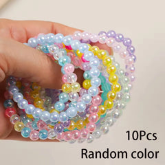 10Pcs Candy Color Beads Bracelet For Kids Girl Birthday Party Favors Baby Shower Guest close-up view