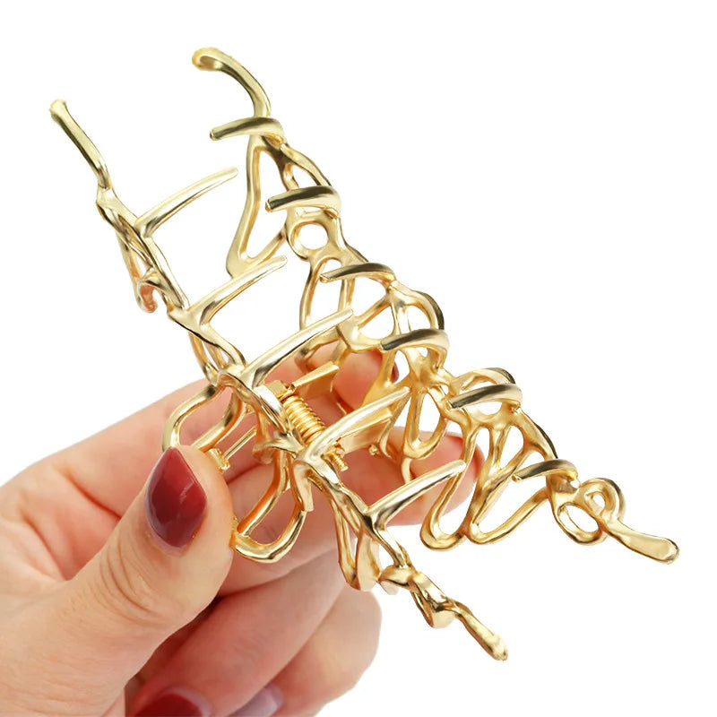 Large Metal Hair Claw Clip Irregular Hairpins Punk Style Hair Claws Barrettes Women V lifestyle view