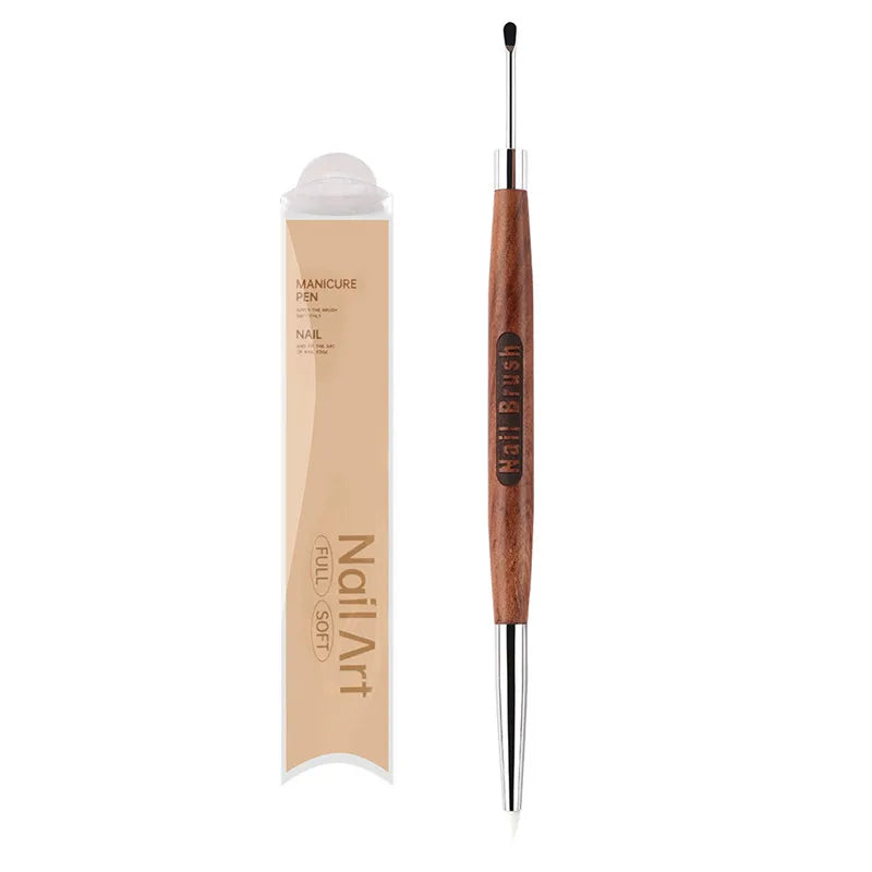1/2Pcs Double Head Nail Art Brush Silicone Spatula Poly Nail Gel Pen Manicure Tip Extens detail view