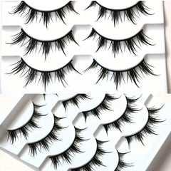 Anime-Inspired False Eyelashes, 5 Pairs Cartoon Eye Faux Lashes, Dramatic Look Demon Style, Volumizing & Lengthening