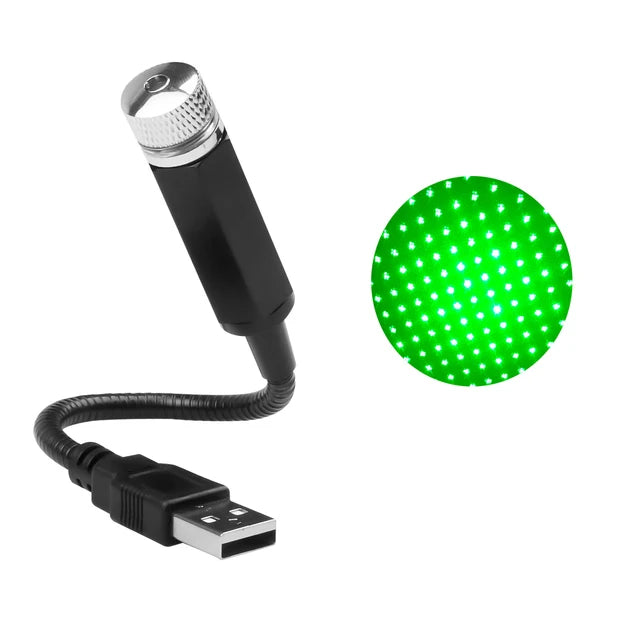 Green LED Starry Galaxy Lamp for Car Roof | USB Atmosphere Projector Light alternate view