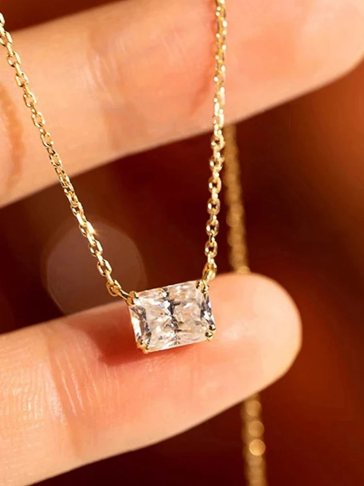 Huitan Temperament Geometric Crystal Cubic Zirconia Pendant Necklace for Women Weddin alternate view