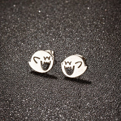 1 Pair Stainless Steel Cute Cartoon Earrings Stud Black Funny Ghost Earings Halloween Jewelry Minima