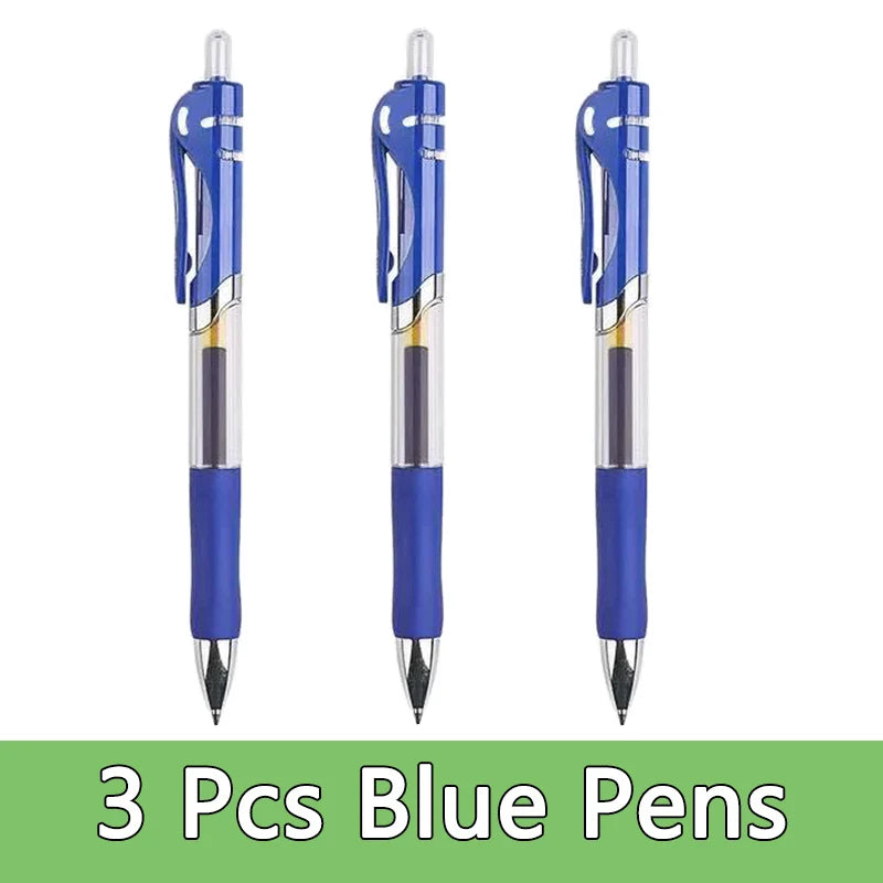 Pens Set Black Blue Red Refill Gel Pen Bullet Tip 0.5mm School close-up view