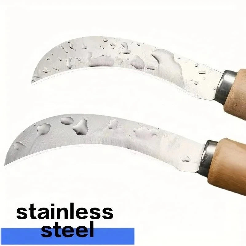 Curved Stainless Steel Weeding Tool with Wooden Handle | 2-in-1 Garden Tool for Outdo alternate view
