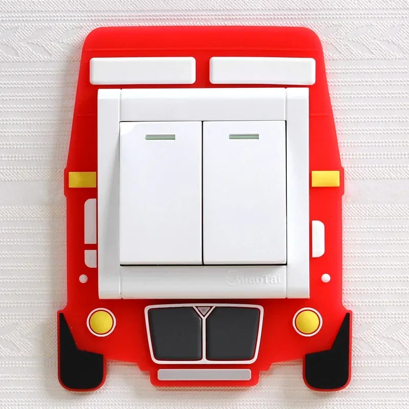 Luminous Silicone Switch Cover | Kawaii Cartoon Animal 3D Sticker for Kids Room close-up view