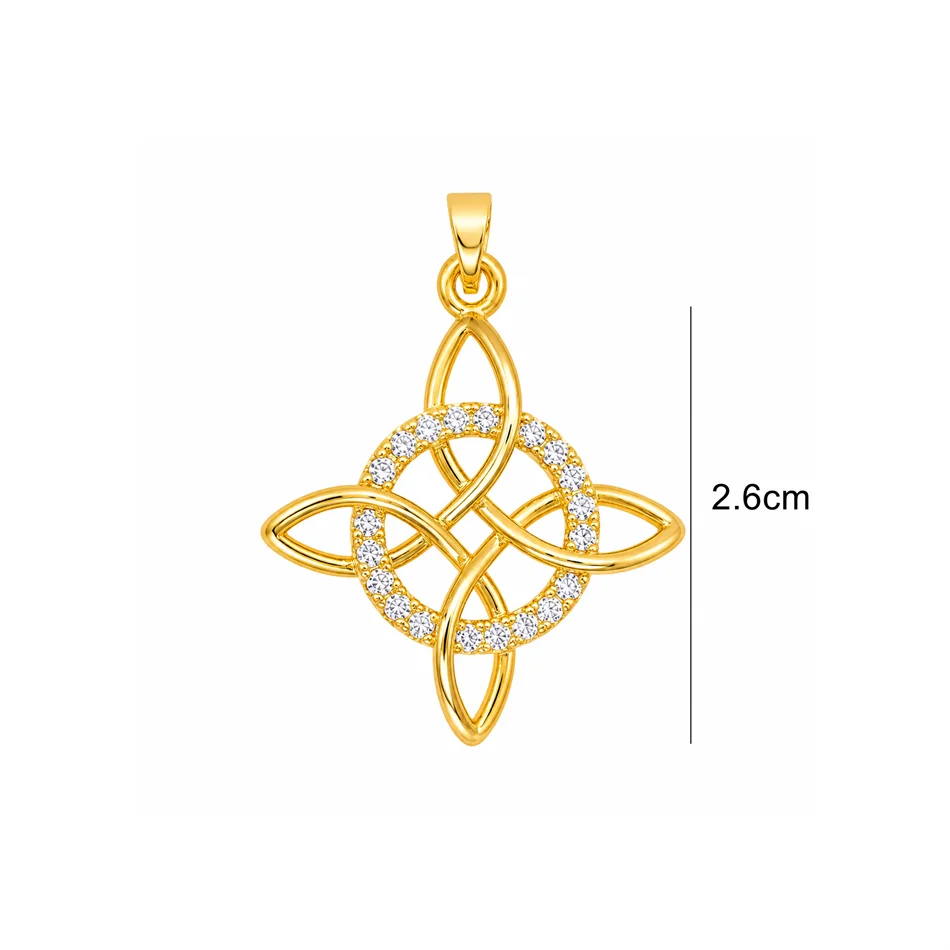 Witch Knot Pendant Necklace Stainless Steel Chain CZ Celtic 4 Elements Protection A additional angle