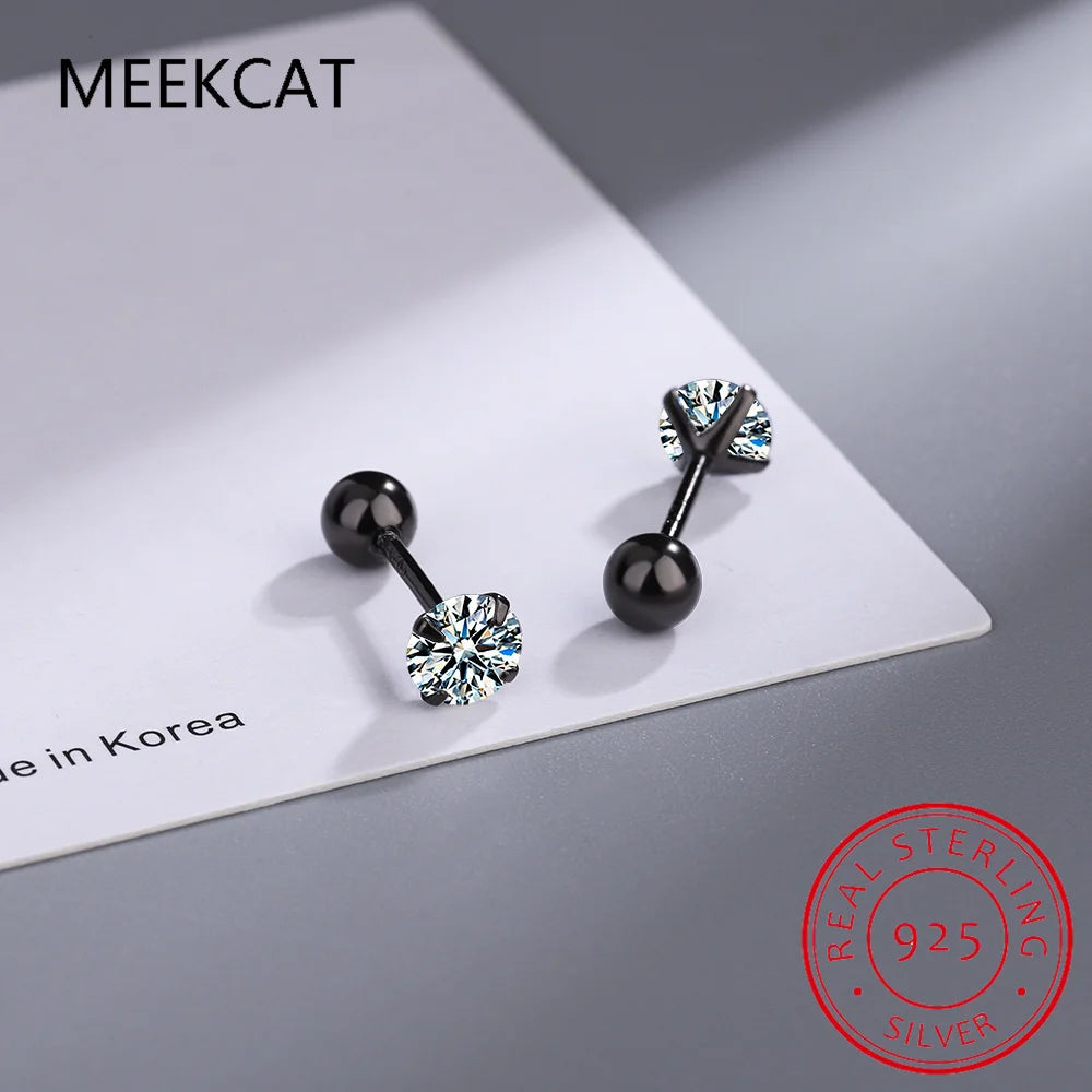 Moissanite Diamond Stud Earrings 18K White Gold Plated S925 Sterling Silver Earrings lifestyle view