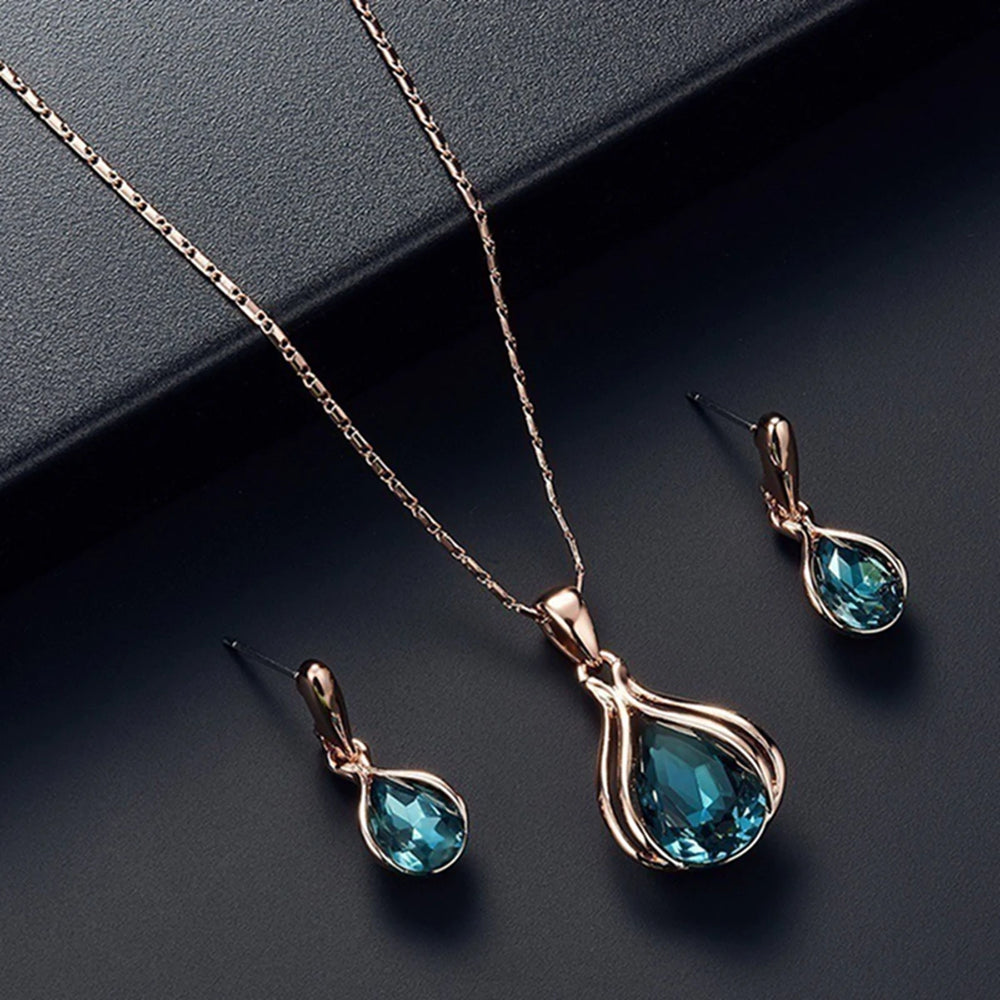 Fashion Silver Color Necklace Earrings Cubic Zirconia Jewelry Sets Elegant Crystal Zirco detail view
