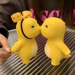 Funny Kiss Milk Dinosaur figure Cute Yellow Nailong Squeeze Toys kawaii Model Doll Statue anime Coll