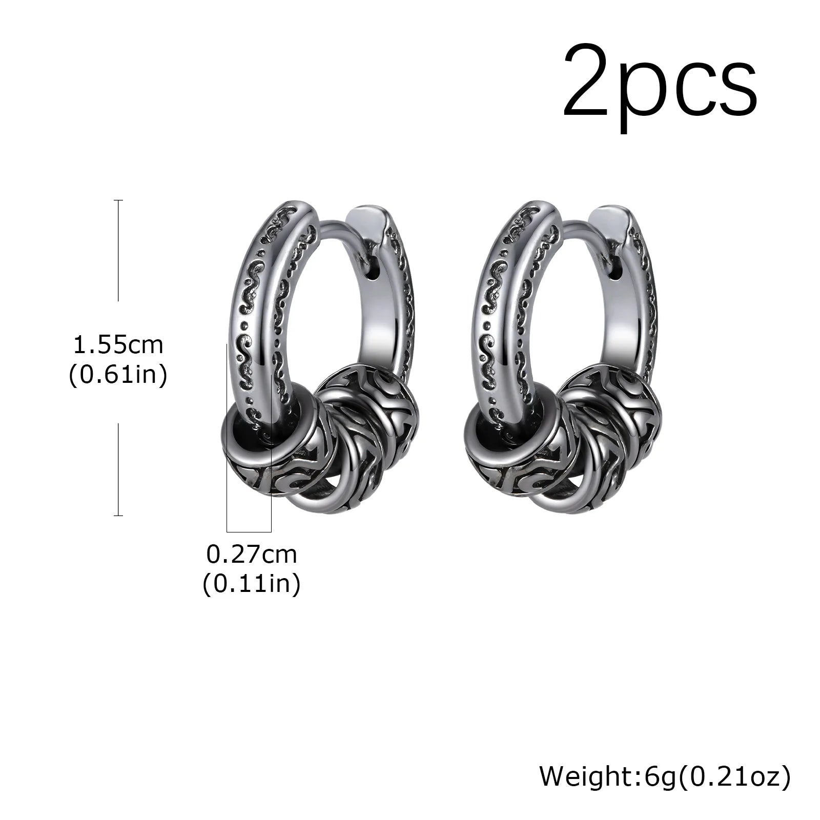 Vintage Totem Vine Pattern Hoop Earrings for Men, Hypoallergenic Metal Huggies Earrin alternate view
