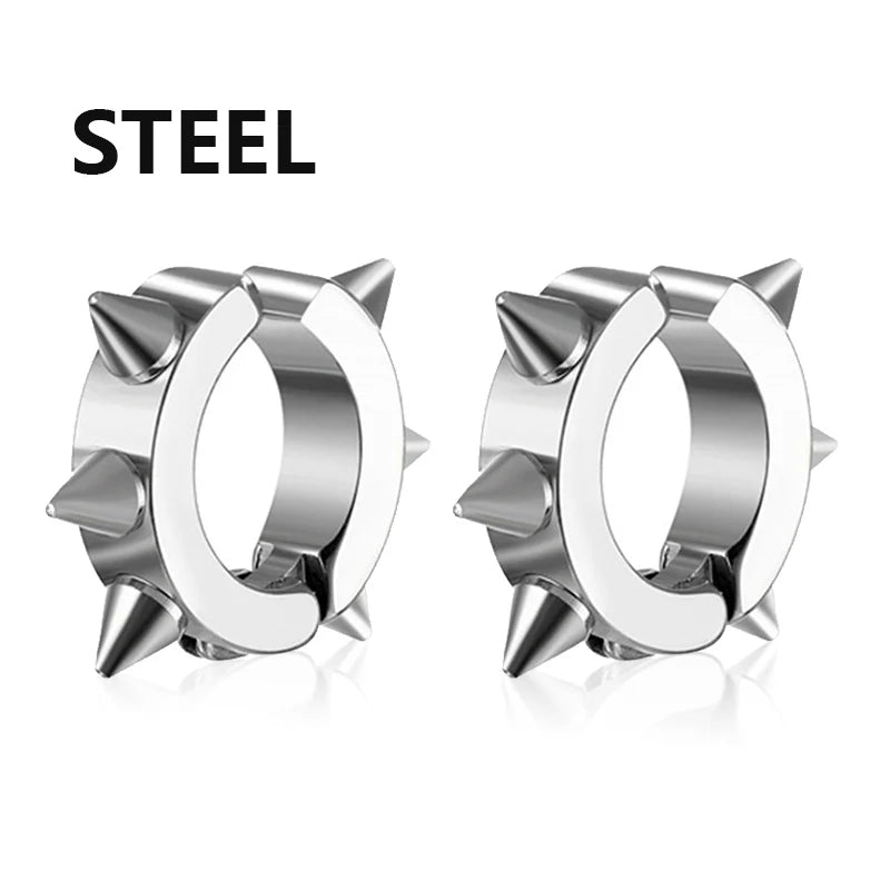 1Pair Punk Stainless Steel Spiky Thorn Stud Earrings | Unisex Gothic Hip Hop Jewelry alternate view