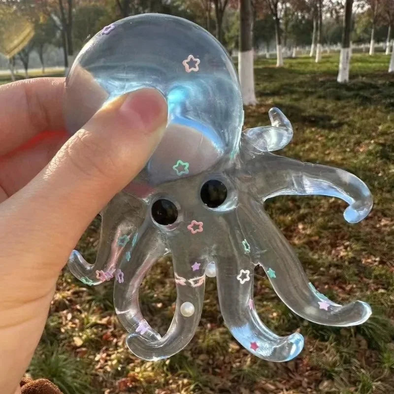 Glitter Octopus Taba Squishy Sugar Ball | Cute Animals Squeeze Fidget Sensory Toy alternate view