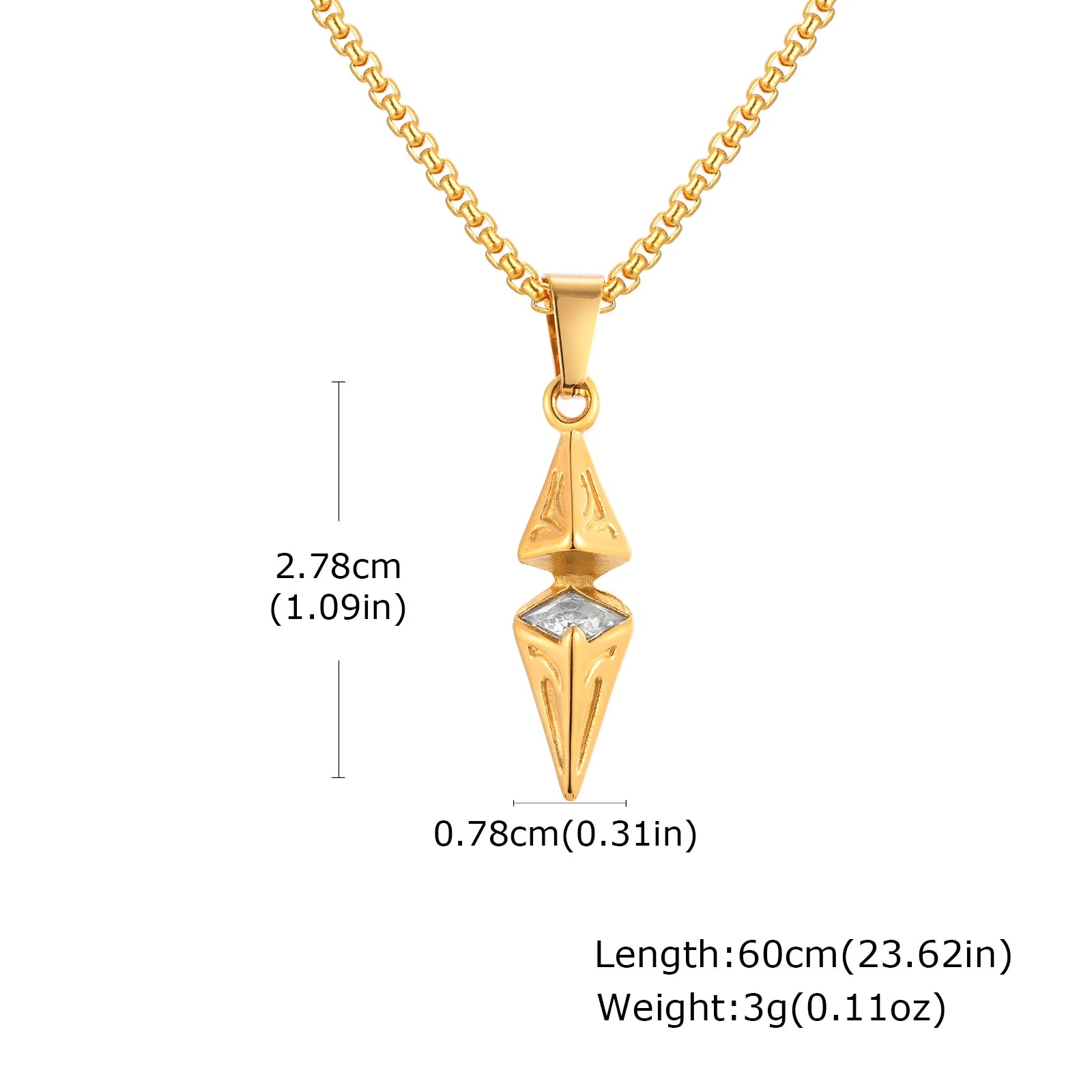 VNOX White Blue Zircon Rhombus Pendant Necklace, Stainless Steel Hypoallergenic Jewelry for Men, Valentine's Birthday Party Gift