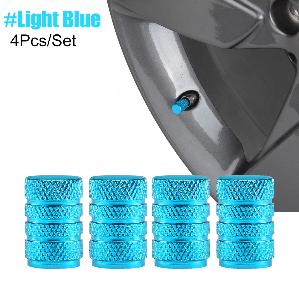Aluminum Tire Valve Caps, Dustproof Stem Covers for Car Truck Bike close-up view