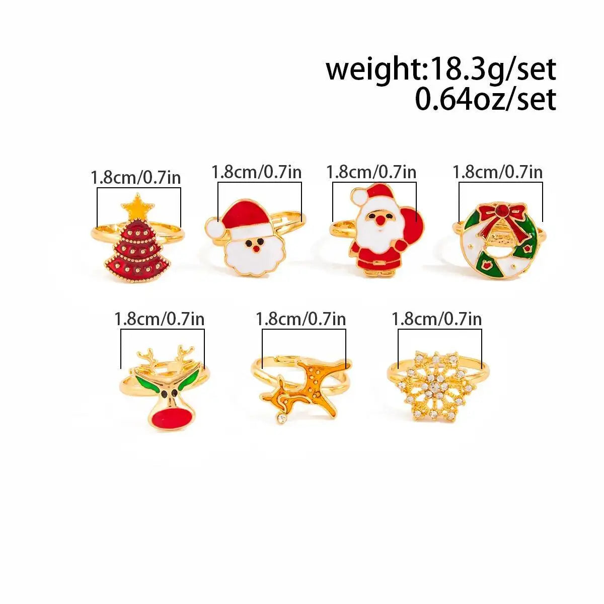 Rhinestone Snowflake Christmas Tree Knuckle Rings Set lifestyle view