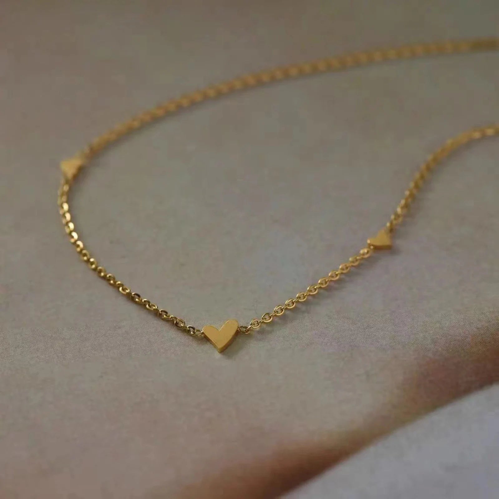 316L Stainless Steel Mini Heart Clavicle Chain Choker Necklace Women Chain Necklace additional angle
