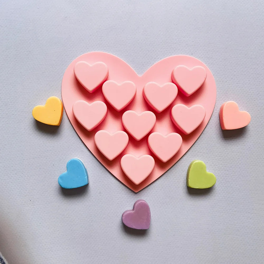 55 Piece Small Heart Shaped Silicone Cake Mold | Heart Chocolate Pastry Molds for DIY lifestyle view