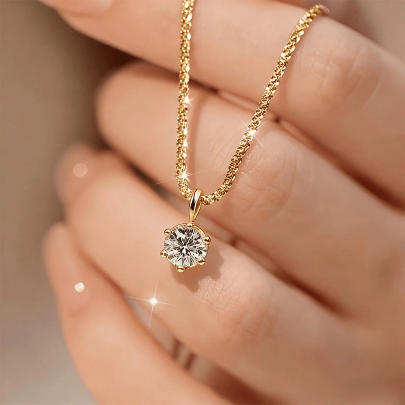 [Shining Protagonist] Synthetic Zirconia Necklace for Women | 316 Stainless Steel Col alternate view