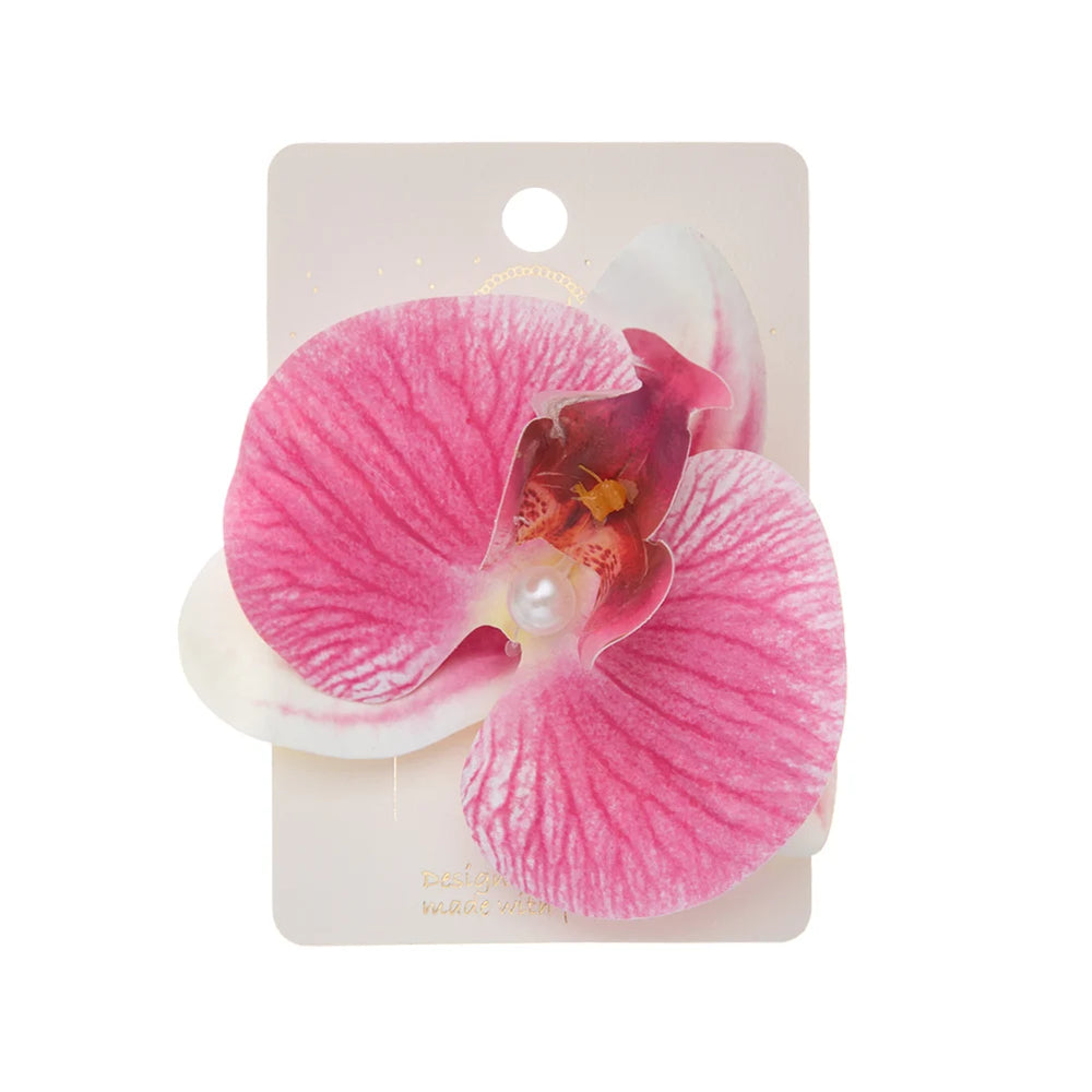 Artificial Orchid Flower Butterfly Hair Clips for Woman Girls Phalaenopsis Pearl Duck alternate view