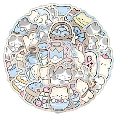 50 Cute Kitten Graffiti Stickers for DIY Decoration | Lazy Cat Vinyl Decal Pack detail view