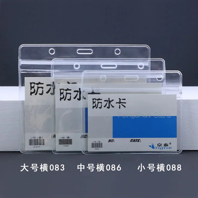 10pcs Waterproof Vertical/horizon Transparent PVC Plastic Work Zipper Badges ID Card Hol detail view