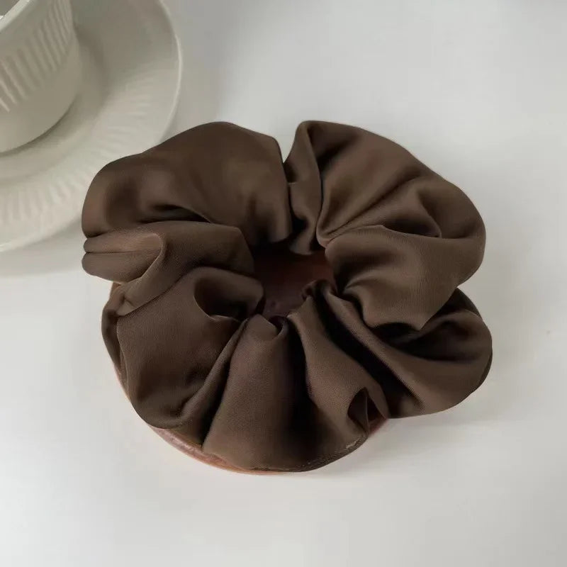1pcs Women Silk Satin Scrunchies Korean Ladies Girls Elastics Hair Band Ponytail Ho additional angle