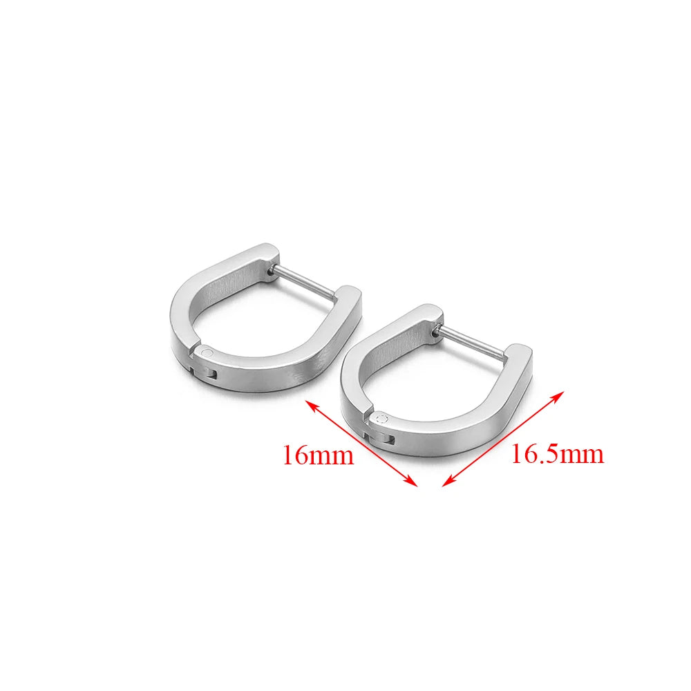 2pcs Geometric Stainless Steel Hoop Earrings | Trendy Daily Wear for Men Women detail view