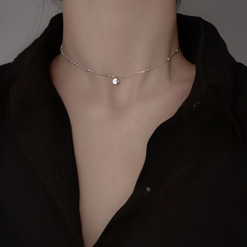 Lucky Pendant Choker Necklace in 925 Sterling Silver | Trendy Women's Jewelry alternate view