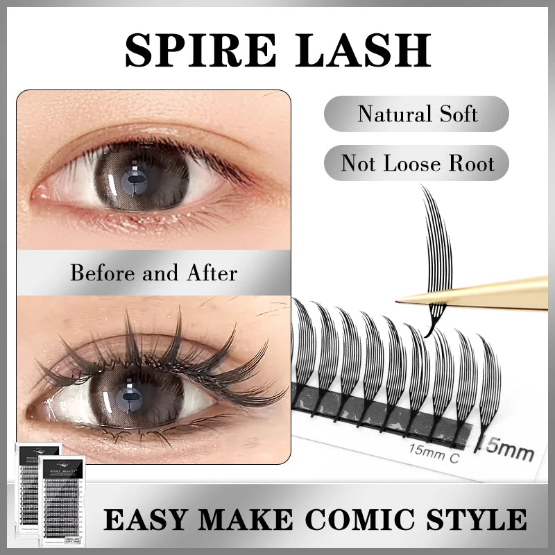 Winky Beauty Premade Elf Eyelash Comic Spire Cosplay C/D Curl Anime Effect Soft Plume Fluttering Manga Eyelash Extensions