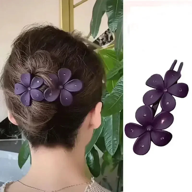 Flower Hair Clip Headdress Women Hair Clips Back Head Spoon Coiled Hair Hairpin Large Duckbill Clip Ponytail Clip
