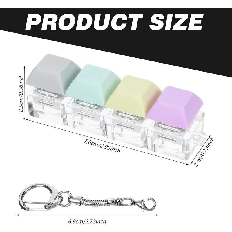 Portable Keyboard Switch Tester | 4 Mechanical Switches with Carabiner Fidget Toy additional angle