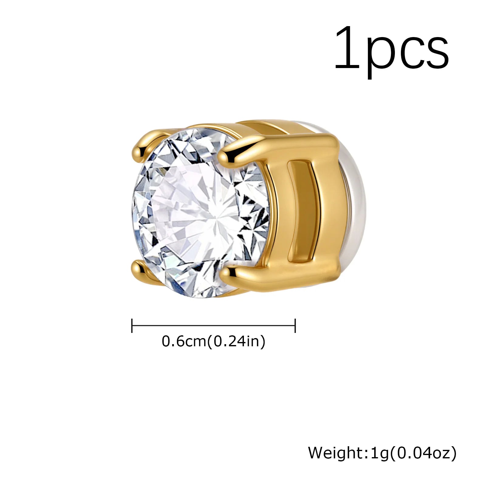 Hip-hop Zircon Magnetic Clip Earrings for Men Women,Anti Allergy Stainless Steel Non Pie detail view