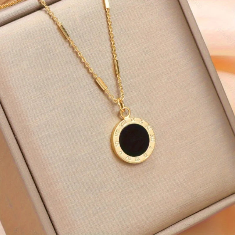 Vintage Roman Numeral Pendant Necklace | Women's Clavicle Chain Jewelry alternate view