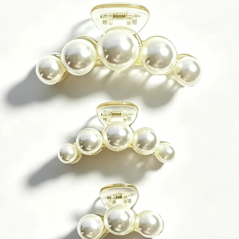 1/4pcs White Pearl Hair Clip Claw for Woman Korean Elegant Shark Clip Fashion Girl's Ponytail Clip Hair Accessories